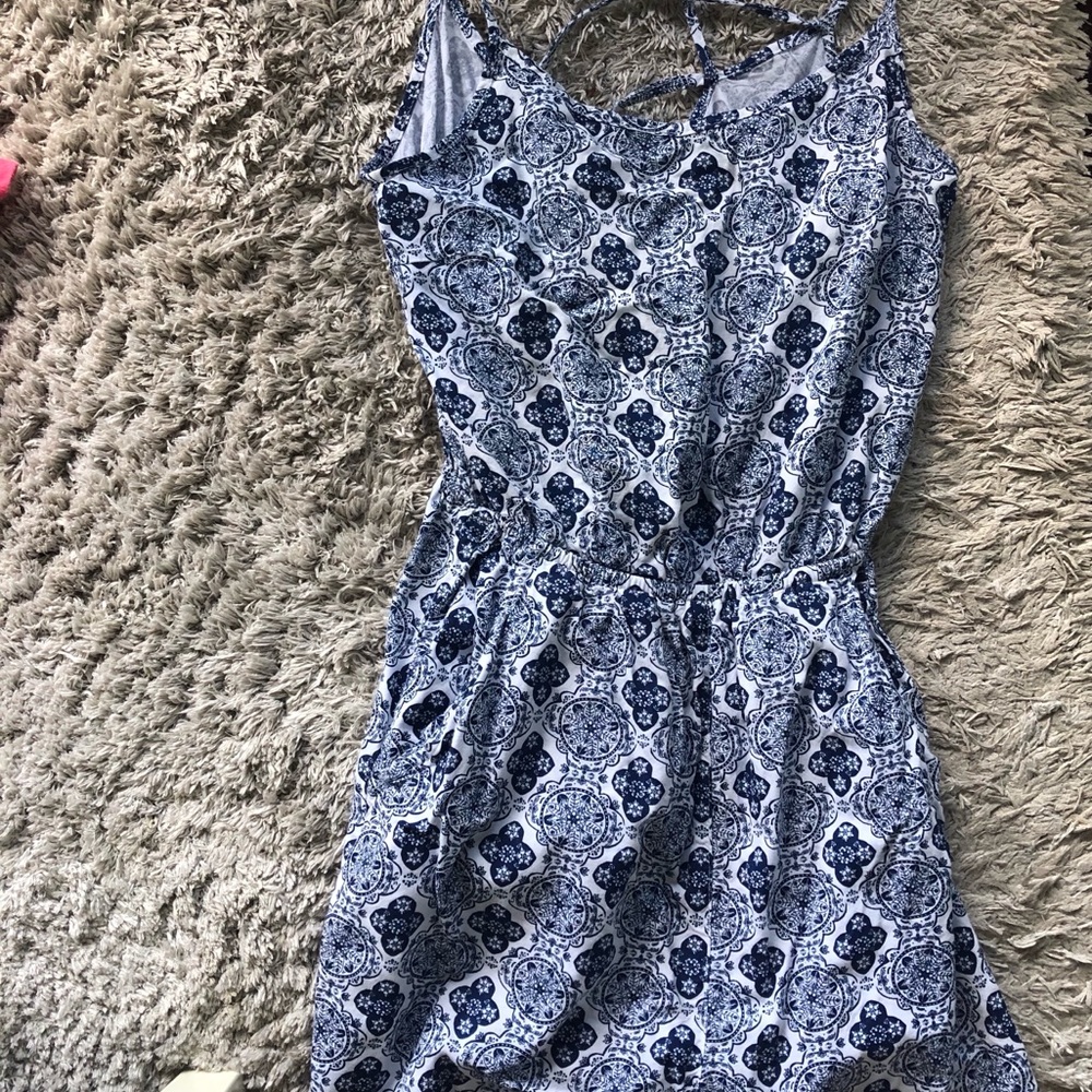 Blue and White Romper